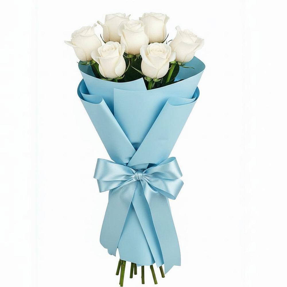 Букет 7 белых роз Проуд в Красновишерске