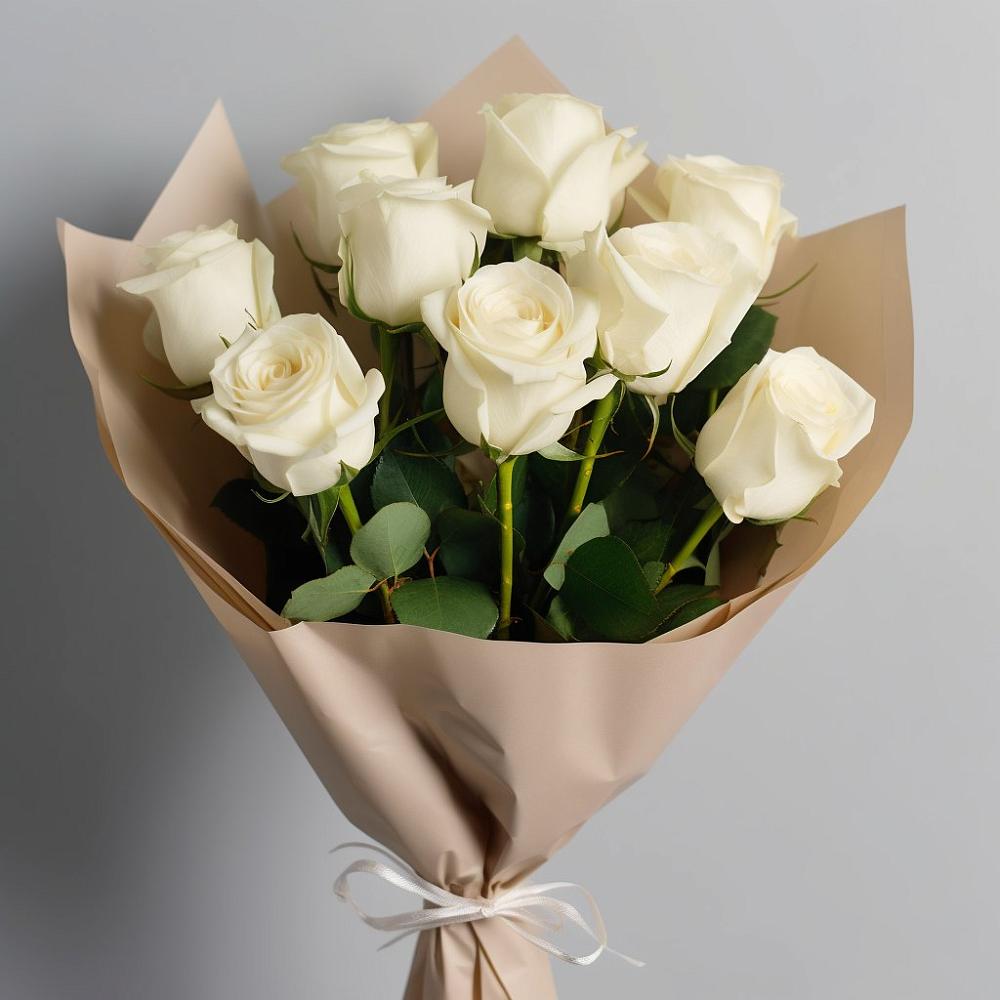 Букет 9 Белых роз Эдлесс Лав в Красновишерске