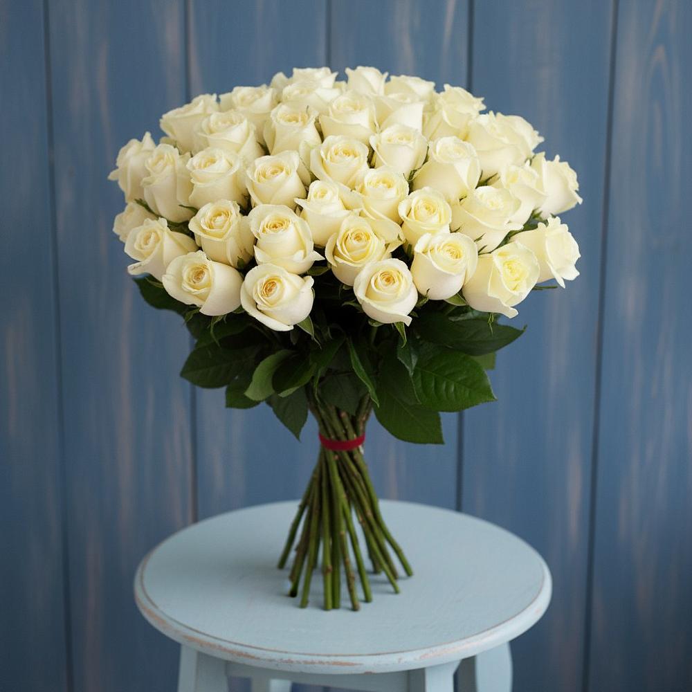 Букет 51 Белая роза Эдлесс Лав в Красновишерске