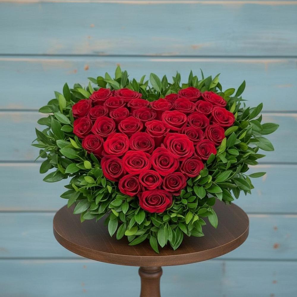 Цветочная композиция из Розы в виде сердца в Красновишерске